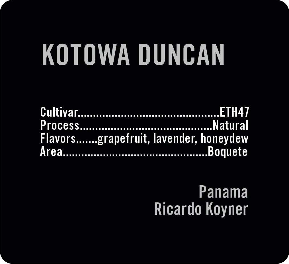 100g Panama Kotowa Duncan ETH47 Natural, Apollon's Gold