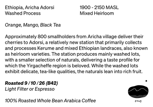 200g Ethiopia Aricha Adorsi Light Filter or Espresso
