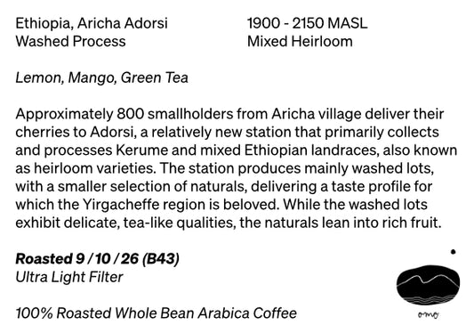 200g Ethiopia Aricha Adorsi Ultra Light Filter
